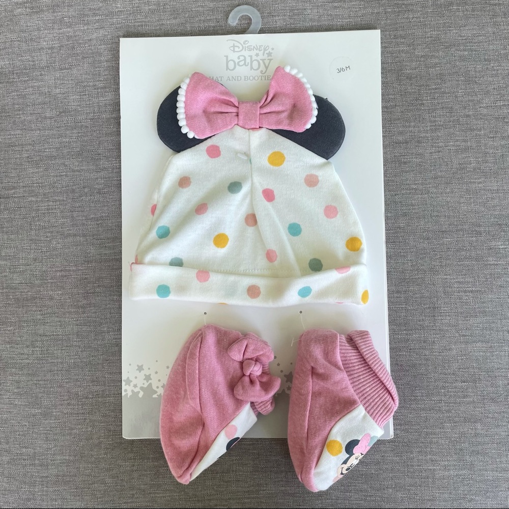 New Disney Baby Minnie Mouse Hat and Bootie Set